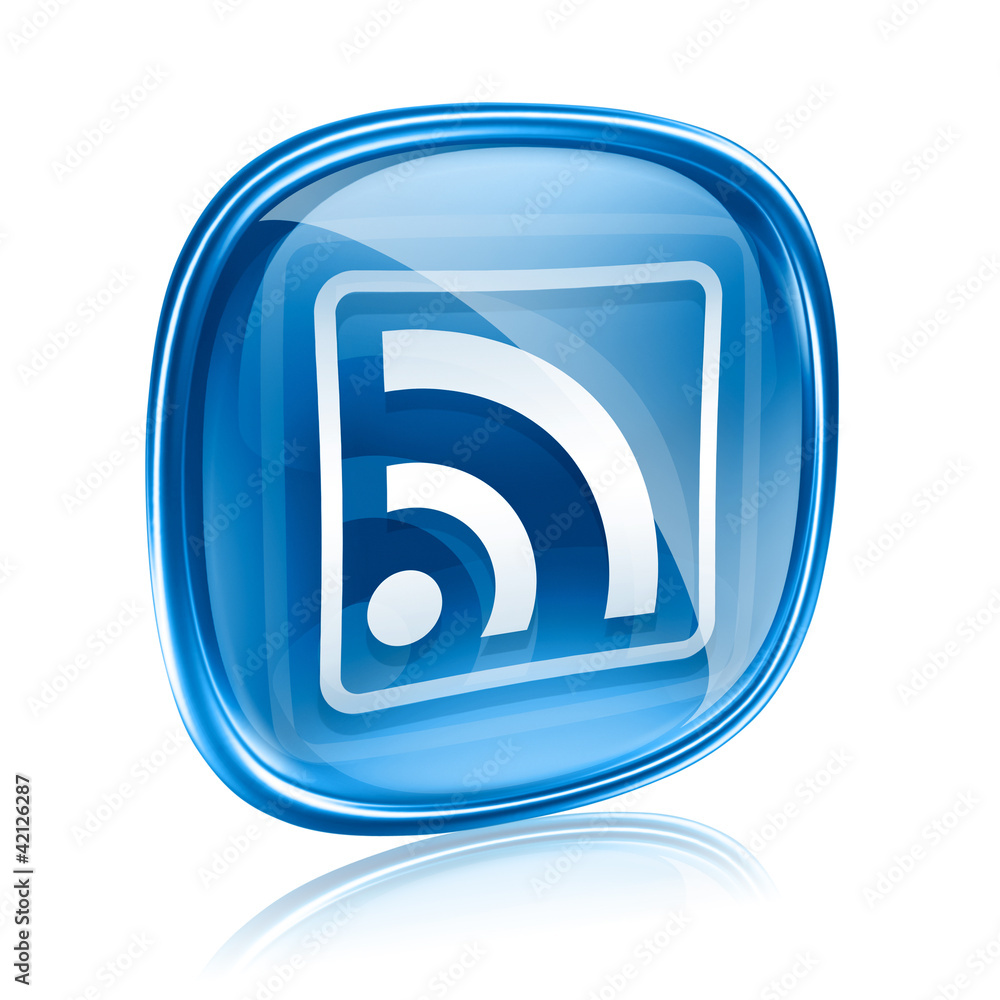 WI-FI icon blue glass, isolated on white background WI-FI icon blue glass, isolated on white background