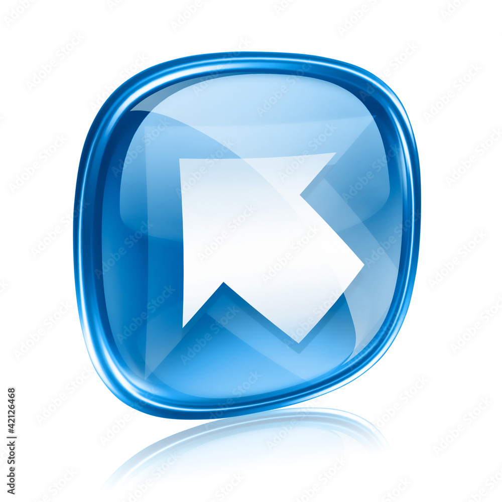 Arrow icon blue glass, isolated on white background Arrow icon blue glass, isolated on white background