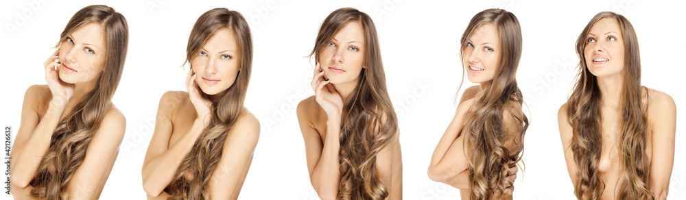 collage of a beautiful woman with curly hair collage of a beautiful woman with curly hair
