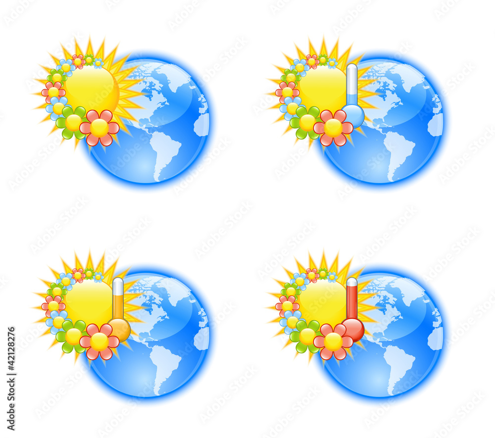 Cute weather icons with flowers Cute weather icons with flowers