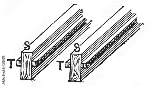 Cleat (T) and joist (S) vintage engraving