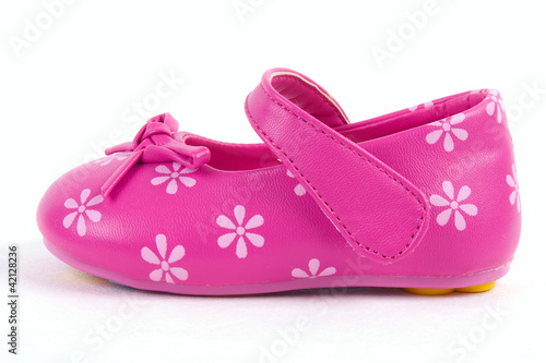 Pink leather baby shoes