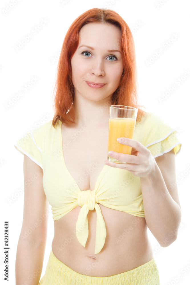 Young woman with oranges juice Young woman with oranges juice