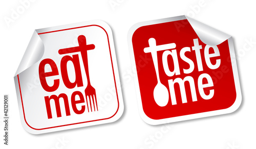 Taste me and Eat me stickers