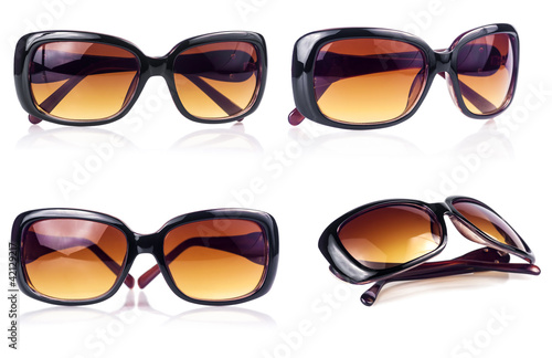 Modern sunglasses on a white background