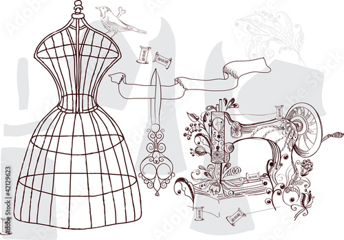 Vintage set - fashion and sewing