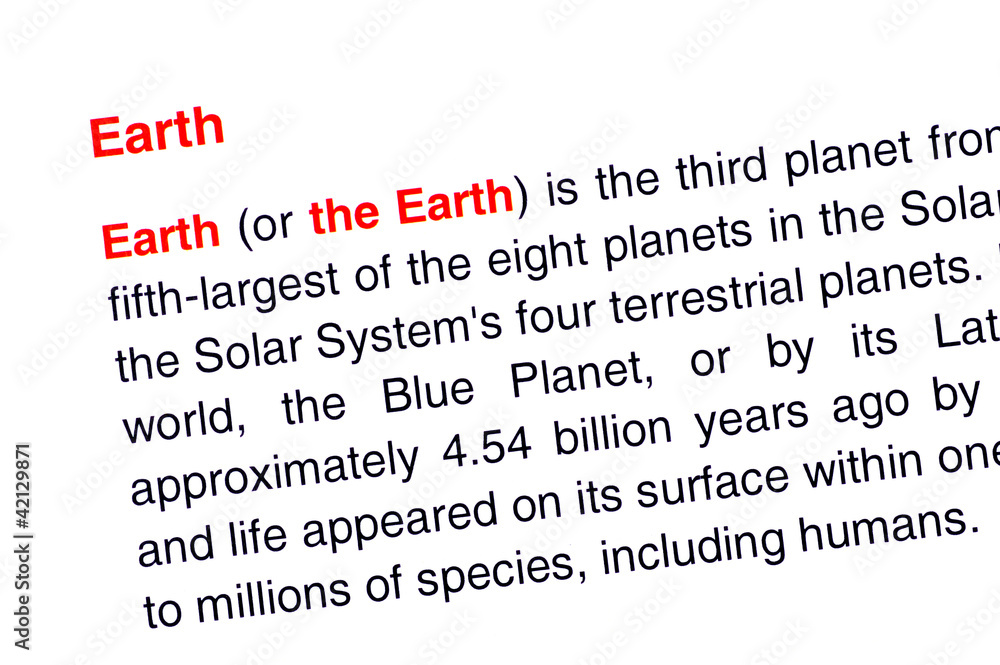 Obraz premium Earth text highlighted in red