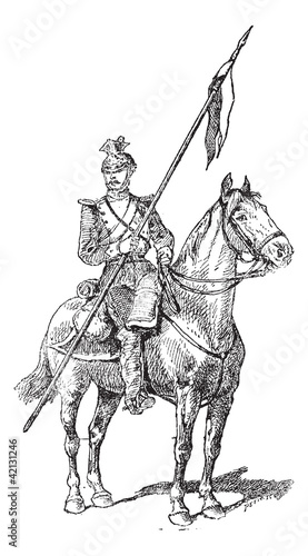 Uhlan, vintage engraving