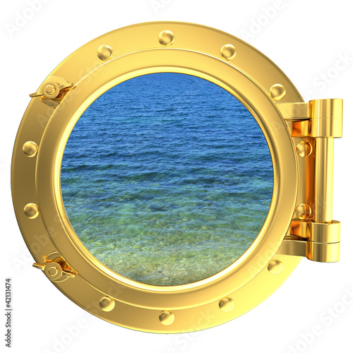 Porthole with a view of water