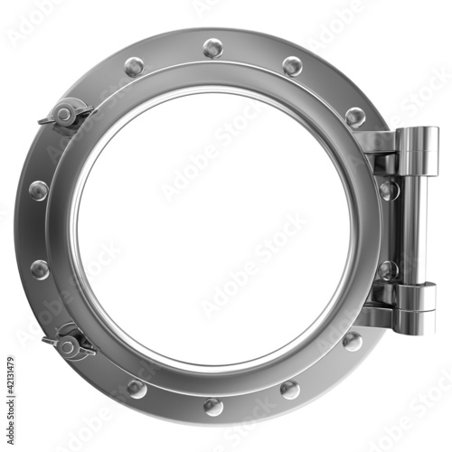Illustration of a chrome ship porthole