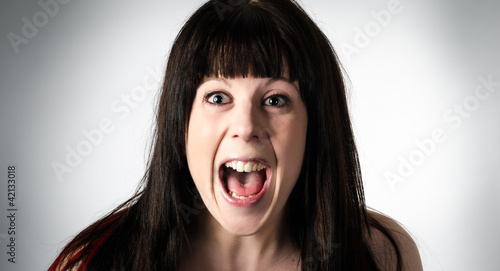 Woman screaming in horror or terror