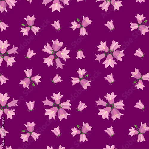 Print, бесшовный фон из розовых колокольчиков, полевые цветы