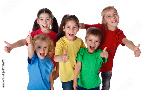 Group of children with thumbs up sign #42134407