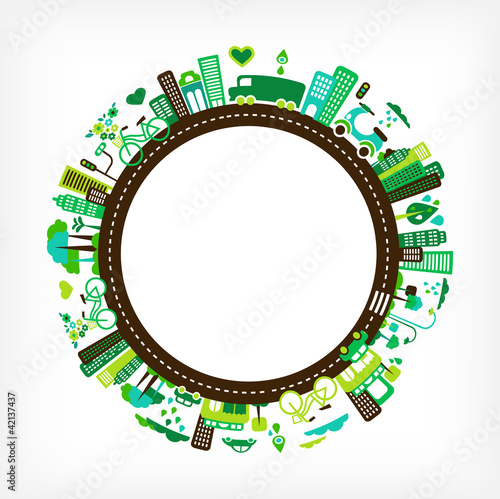 circle with green city - environment and ecology