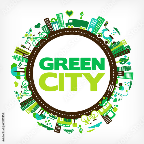 circle with green city - environment and ecology