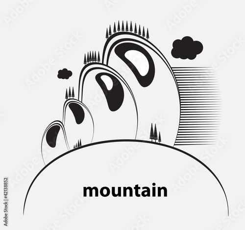 range of mountains with clouds vector format background