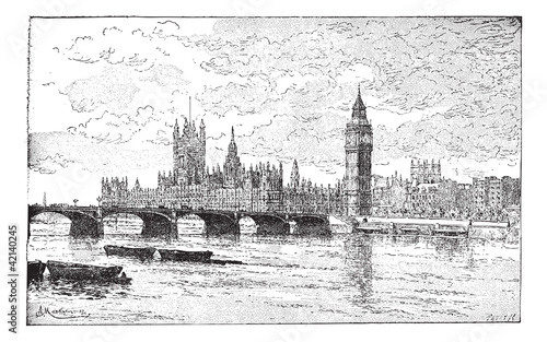 Westminster Bridge and the Houses of Parliament, London, England