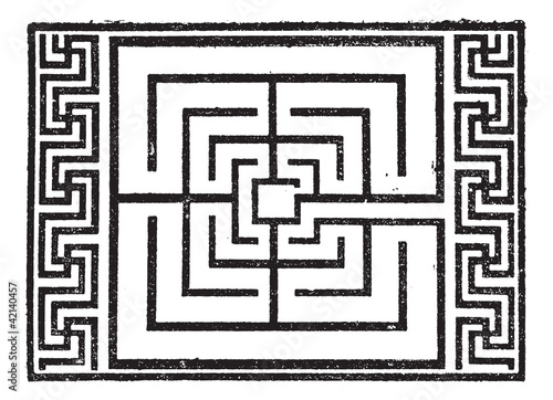 Maze, vintage engraving.