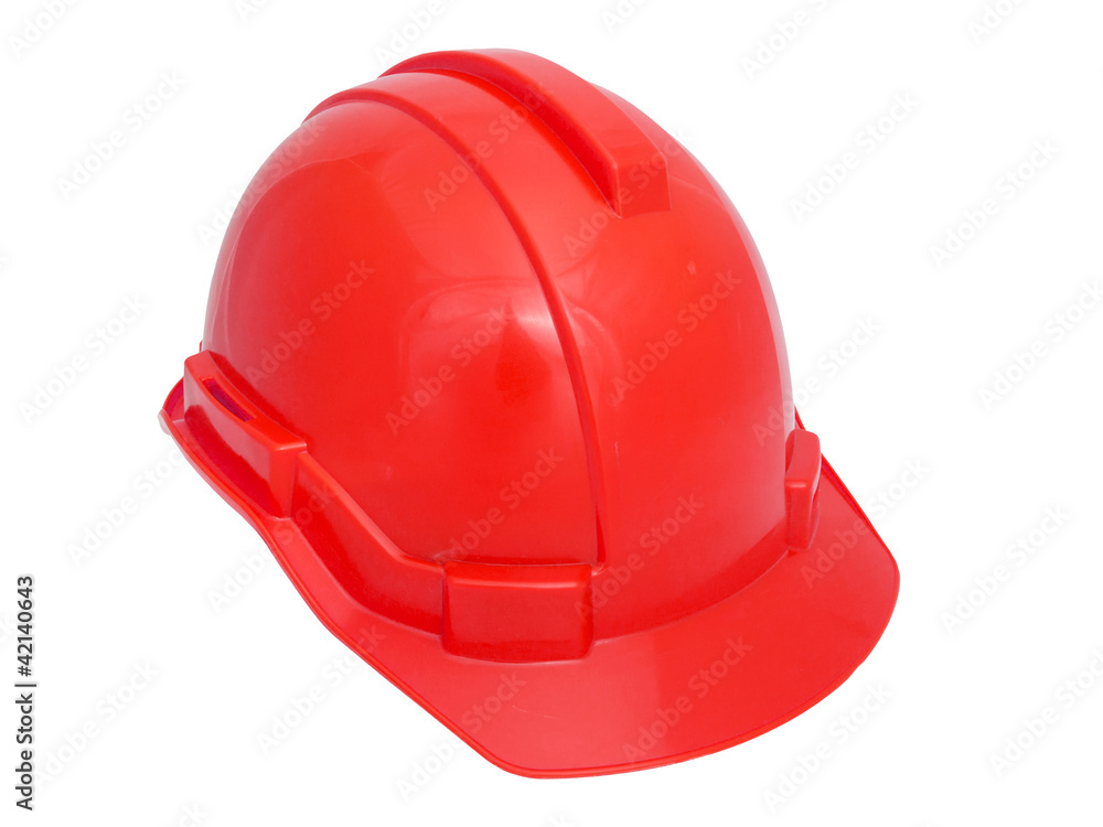 Fototapeta premium Red Safety helmet isolated on white