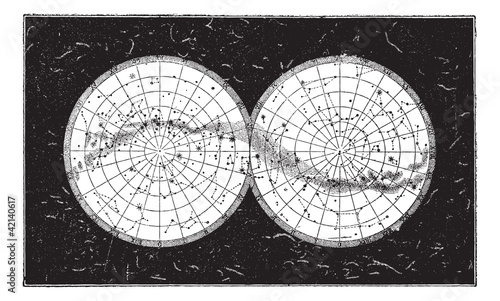 Milky Way, vintage engraving.