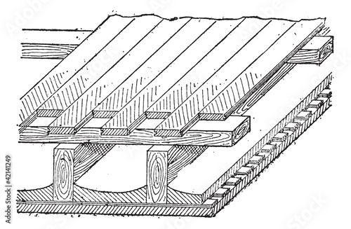 Joist, vintage engraving.
