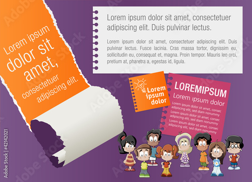 Colorful template for advertising brochure with children