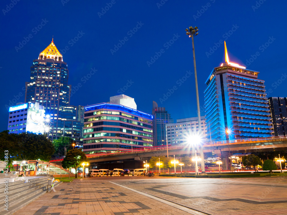 Fototapeta premium Bangkok city downtown at night ,Bangkok,Thailand