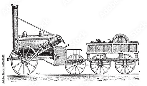 Stephenson's Rocket, vintage engraving