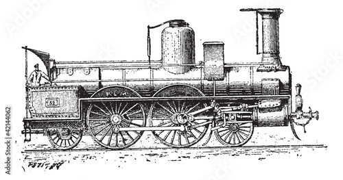 High-speed Locomotive, vintage engraving