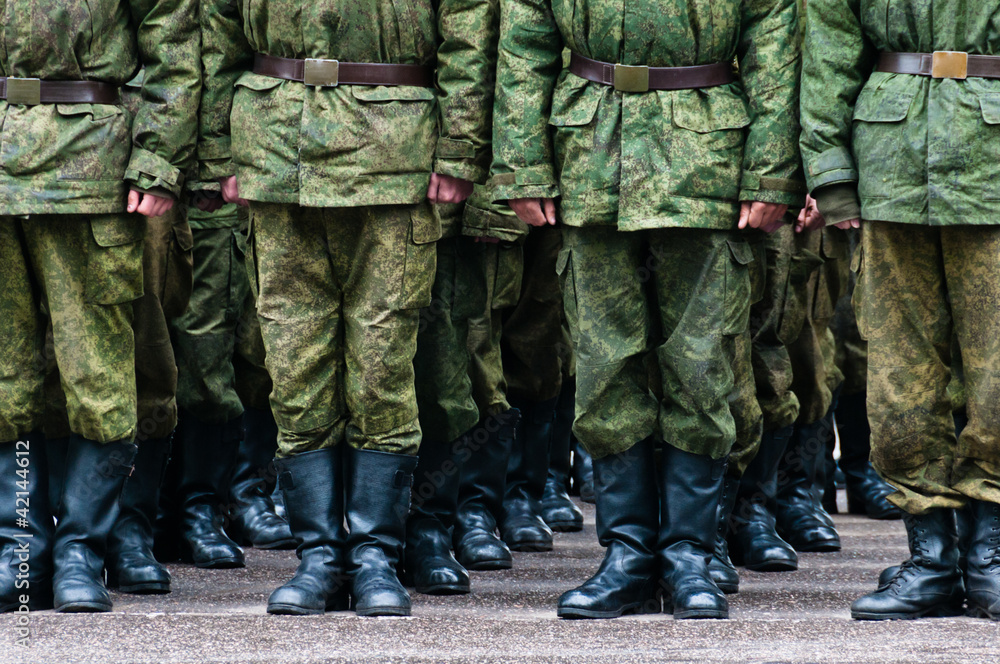 Soldiers stand in formation legs only Soldiers stand in formation legs only