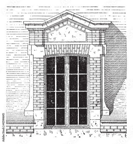 Flemish dormer, Palace of Fontainebleau, Paris, vintage engravin