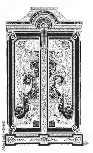 Boule Cabinet, vintage engraving
