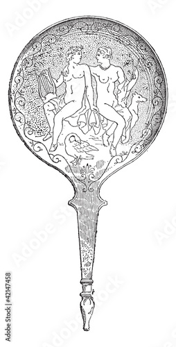 Greek Mirror, vintage engraving