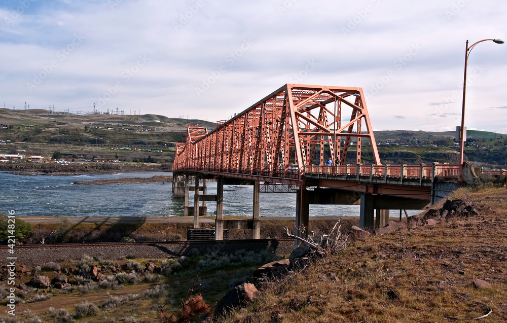 The Dalles Steel Bridge Over the Columbia River Washington Lands The Dalles Steel Bridge Over the Columbia River Washington Lands