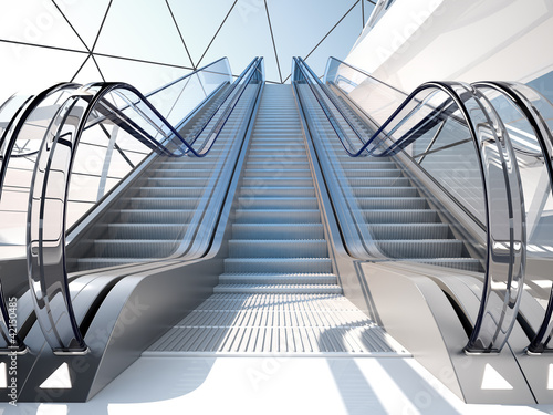 escalator in futuristic building photo