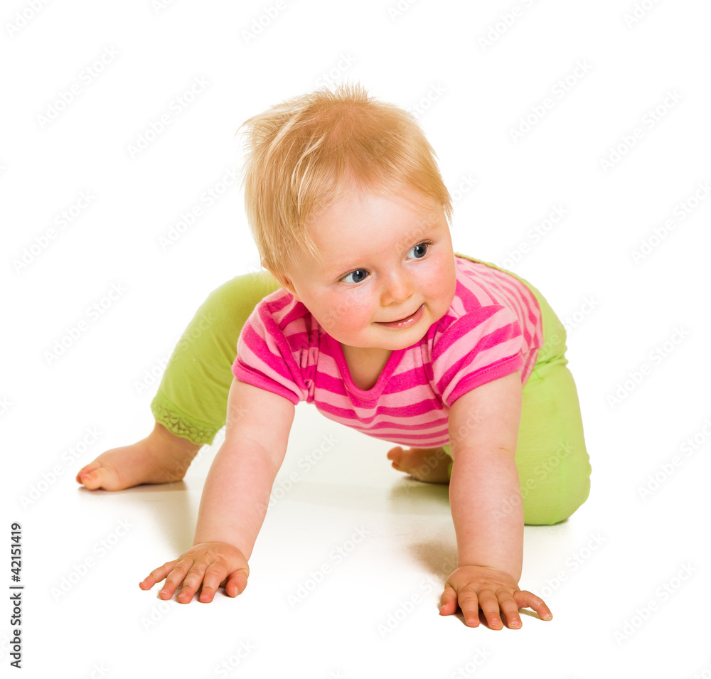 Cute infant girl isolated on white Cute infant girl isolated on white