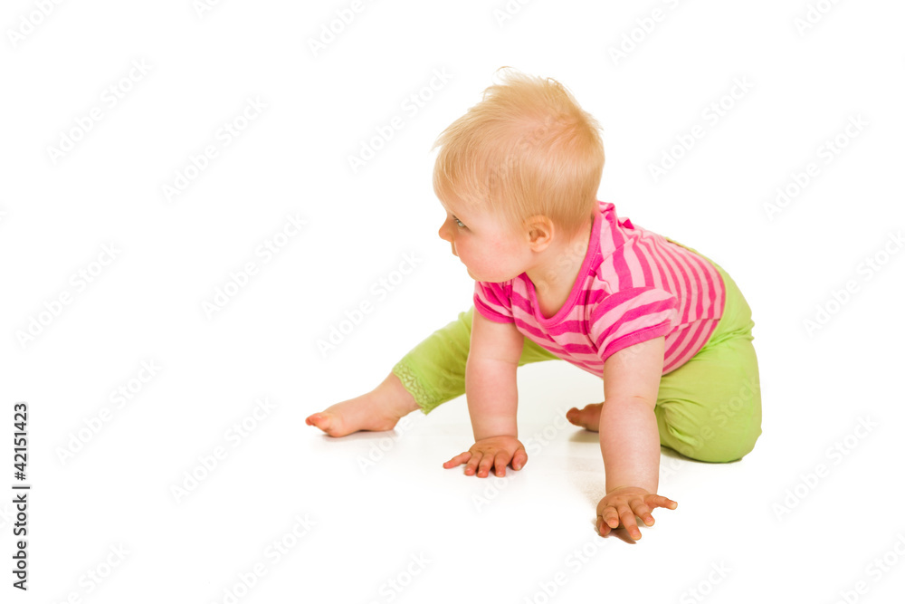 Cute infant girl isolated on white Cute infant girl isolated on white