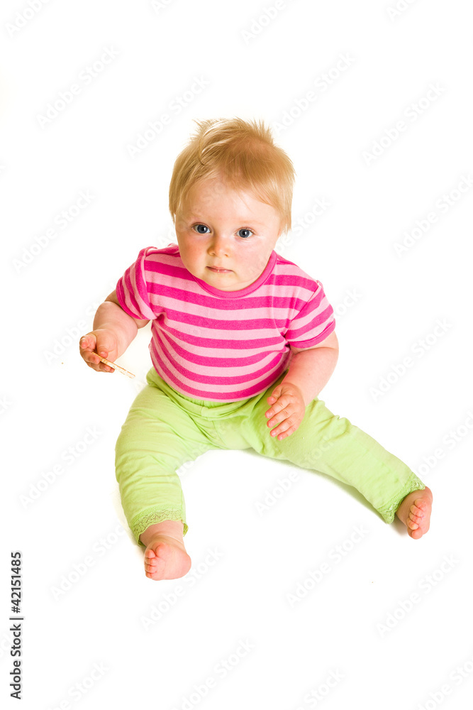 Cute infant girl isolated on white Cute infant girl isolated on white