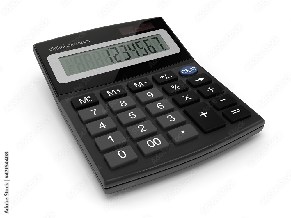 digital calculator 3d-illustration isolated on white background digital calculator 3d-illustration isolated on white background
