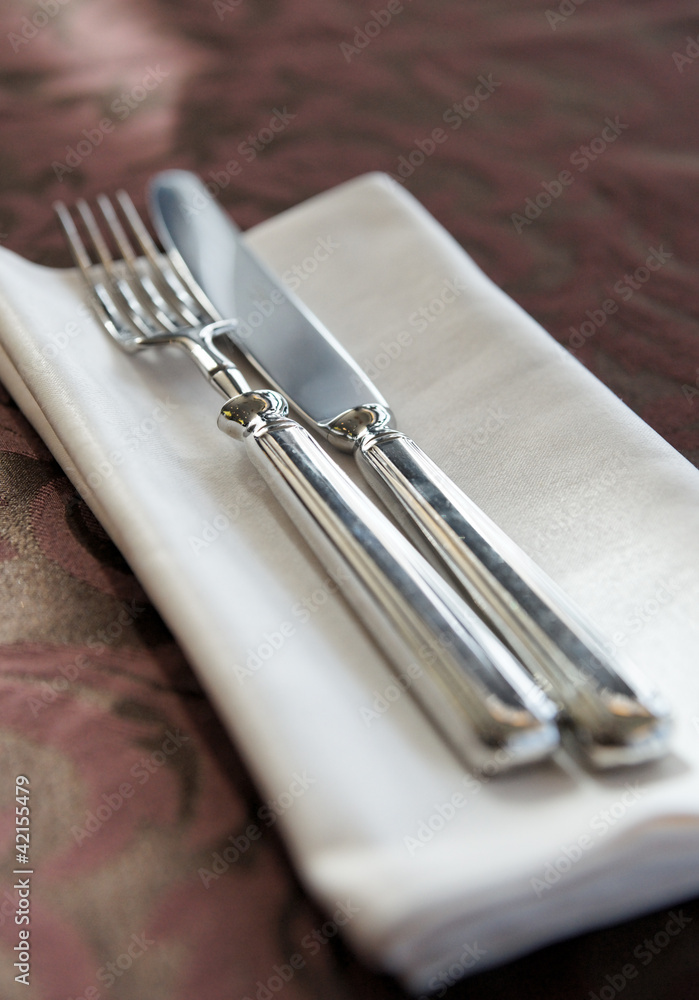 Fork, knife and napkin Fork, knife and napkin
