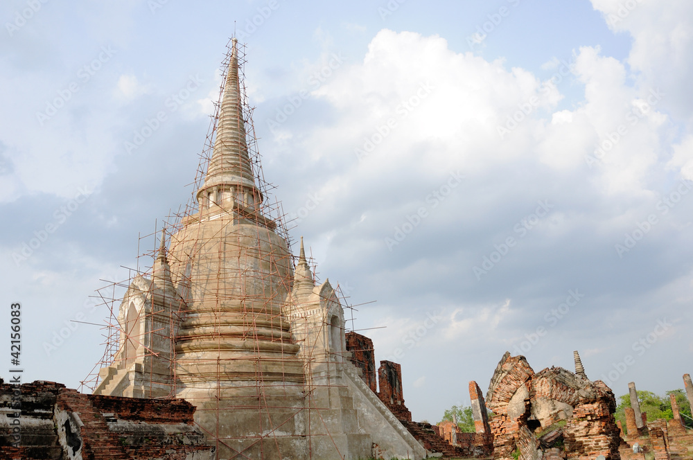 Restoration of the ruins pagoda