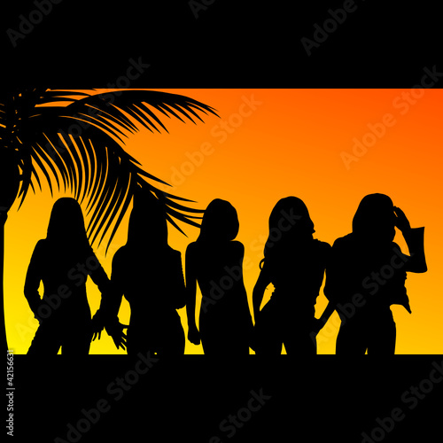 five girls silhouette