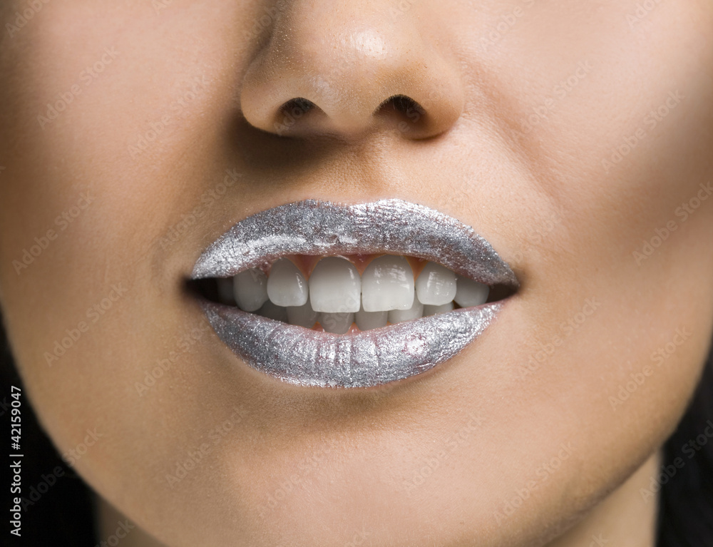 Naklejka premium Silver lips