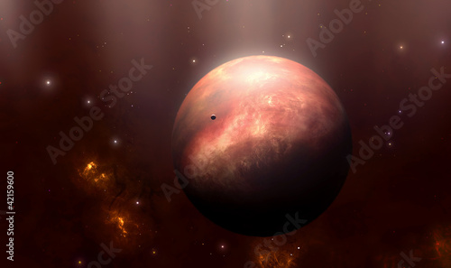 Fototapeta Naklejka Na Ścianę i Meble -  Big gas planet and moon