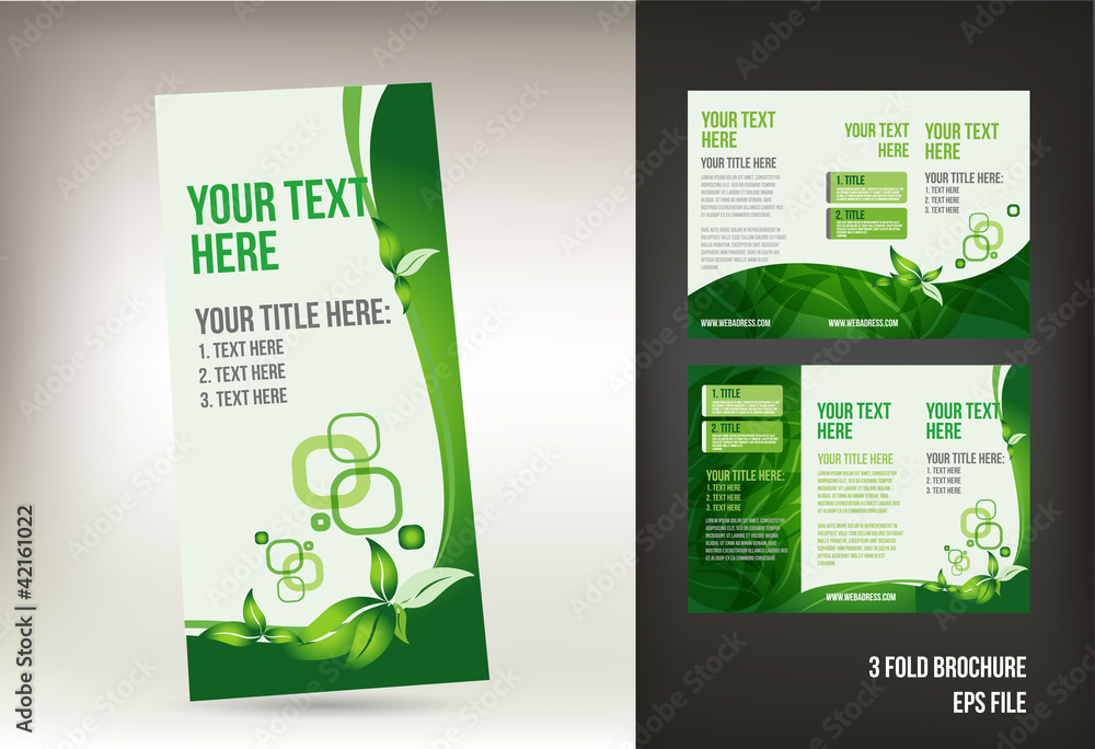 Eco green brochure template - obrazy, fototapety, plakaty 