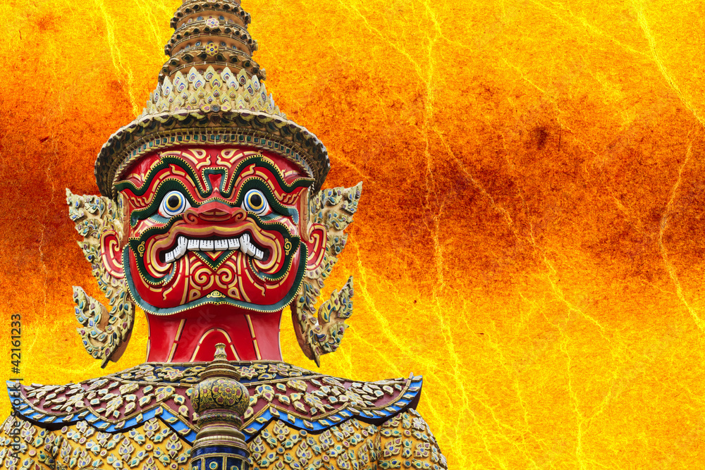 Fototapeta premium Giant Statue in Wat Phra Kaew,Temple of the Emerald Buddha Bang