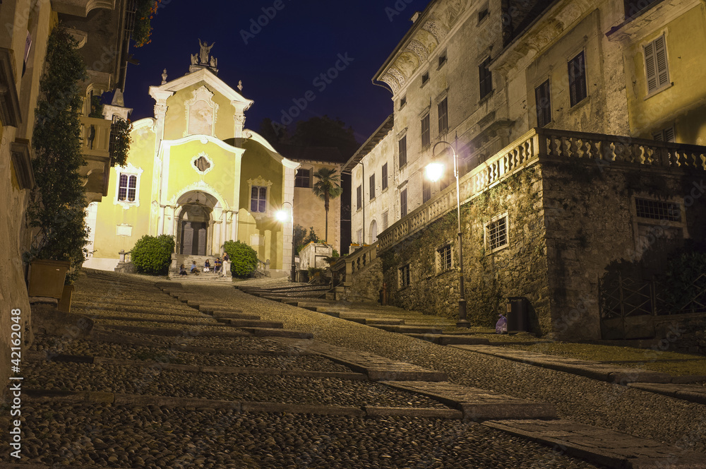 Orta main church by night color image