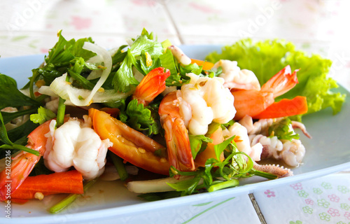 Thai spicy seafood salad