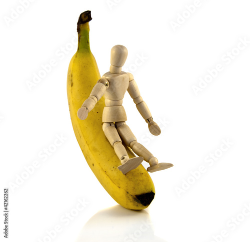 boy play with the banana photo