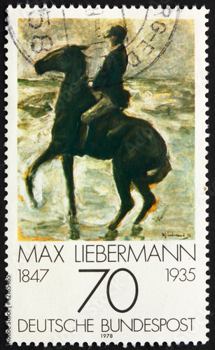 Postage stamp Germany 1978 Horseman on Shore, by Max Liebermann photo